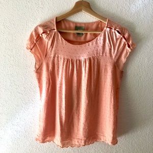 Anthropologie Maeve Button-Detail Top in Coral, Size 4